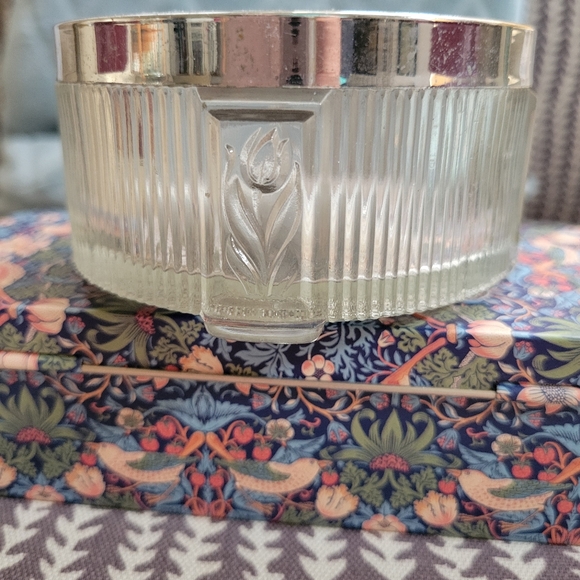 Art Deco Powder Jar Vintage Dresser Jar Trinket Dish Floral Tulip ~ Pretty! - Picture 2 of 16